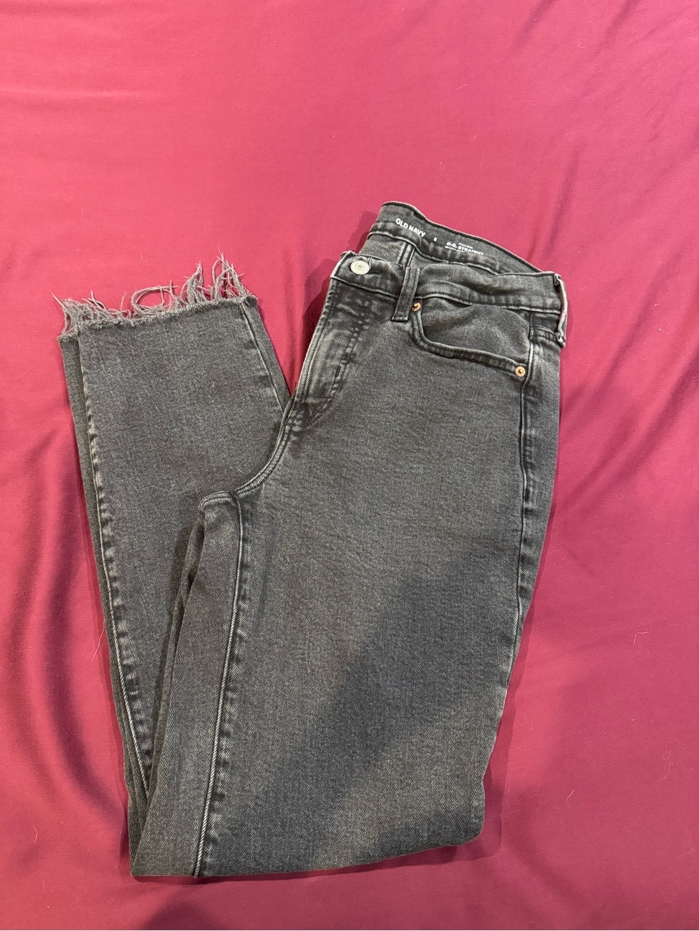 Old Navy Black High-Rise Jeans with Frayed Hem